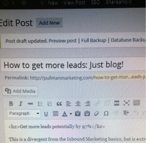 Blog and get more leads, Pullman Marketing